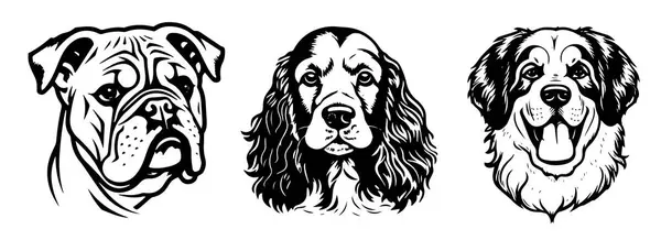 Evcil Köpek Siyah Beyaz Vektör Siluet Şekilli Çizimler Vektör Grafikler