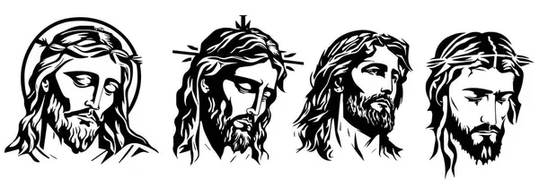 Jesucristo Salvador Mesías Hijo Dios Ilustración Vectorial Silueta Corte Por Gráficos vectoriales