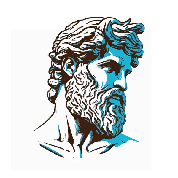 Antik Yunan Baş Vektör Silüeti Illüstrasyon Logosu Telifsiz Stok Vektörler