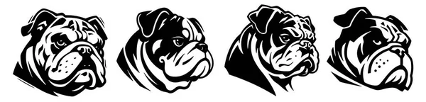 Silhouette Tête Chien Bulldog Illustration Vectorielle Noir Blanc Vecteur En Vente