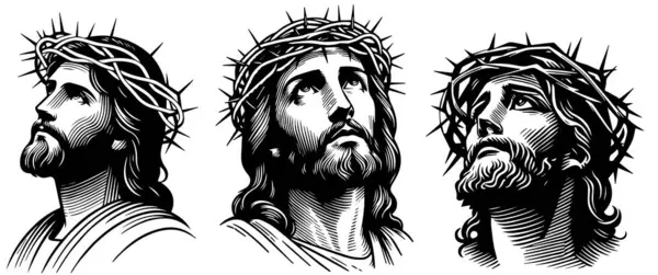 stock vector Jesus Christ Savior Messiah, vector christian religious illustration, silhouette laser cutting cnc, engraving, clipart black shape decoration