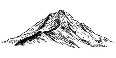 majestic mountain peak hand-drawn in engraving style vector illustration clipart