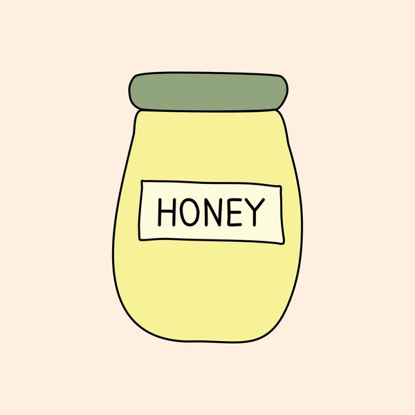 Jar Honey Doodle Style Flat Vector Illustration — Stock Vector