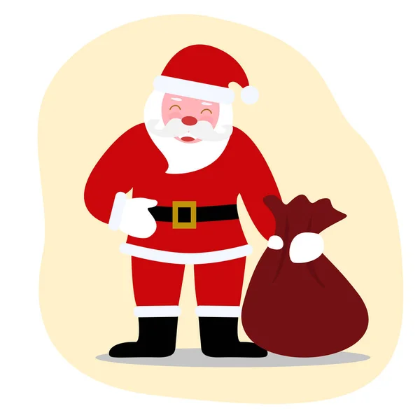 Weihnachtsmann Mit Geschenktüte Flache Vektorillustration — Stockvektor
