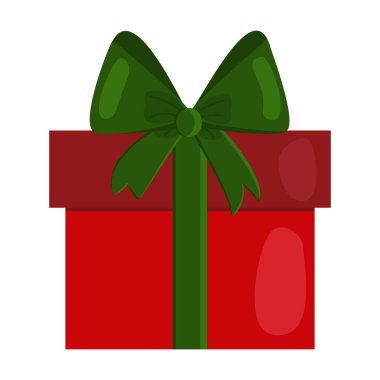 Büyük yeşil kurdeleli kırmızı hediye kutusu, vektör illüstrasyonu
