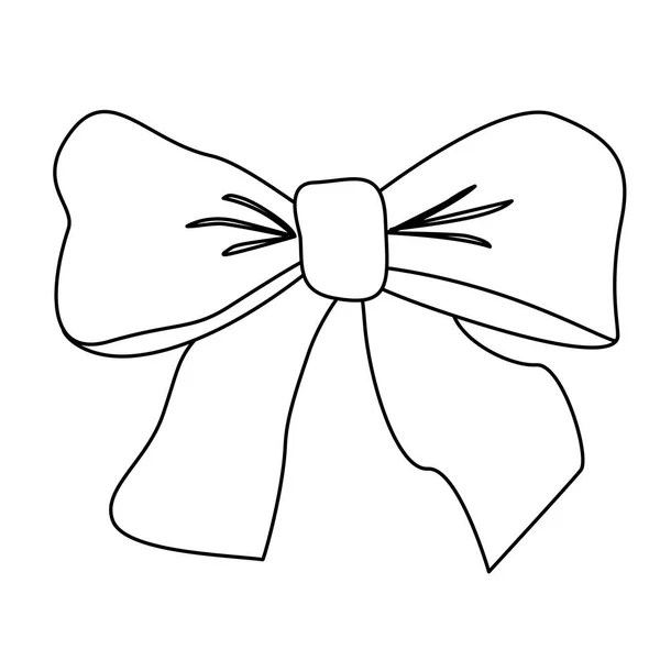 白の背景に装飾ギフト弓 子供のぬり絵のためのドアスタイルフラットベクトルアウトラインイラスト — ストックベクタ