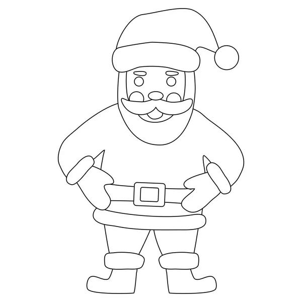 Weihnachtsmann Doodle Stil Flache Vektorumrisse Illustration Für Kinder Malbuch — Stockvektor