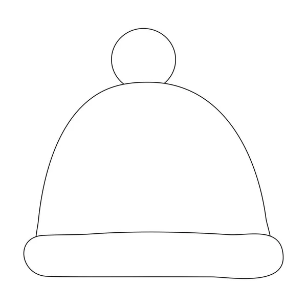Warm Winter Hat Pompom Doodle Style Flat Vector Outline Illustration — Stock Vector