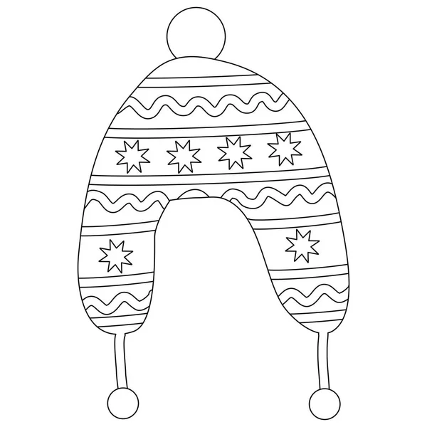 Ornate Wintermütze Mit Bommelmütze Und Ohrenwärmer Ohrenklappe Oder Trapper Hut — Stockvektor