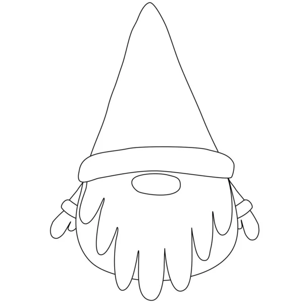 Gnome Natal Tomte Estilo Doodle Ilustração Esboço Vetorial Plana Para — Vetor de Stock