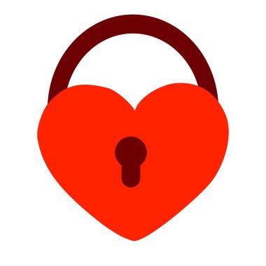 Locked heart shaped lock, design element for Valentines Day, vector illustration