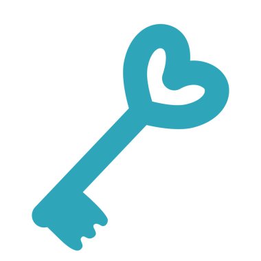 Old style door key icon, cartoon flat design element, vector illustration