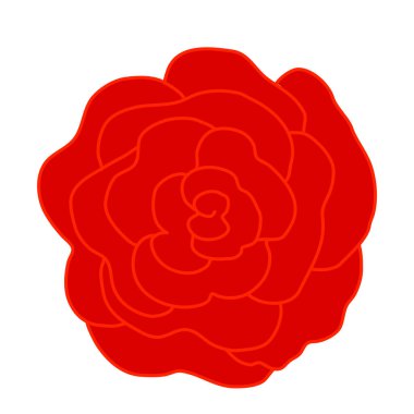 Rose flower head or bud closeup, doodle style flat vector illustration