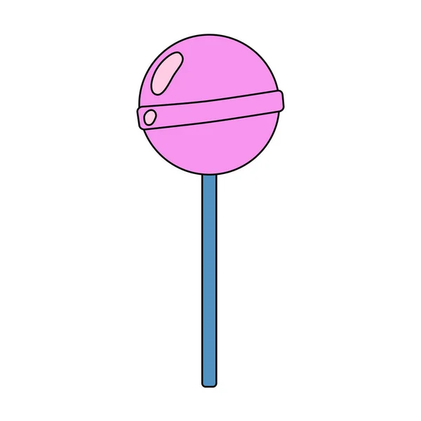 圆形粉红色棒棒糖 复古风格设计元素 矢量插图 — 图库矢量图片