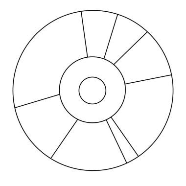 Renkli röfleli CD veya cd, geçmişe dönük öge veya çıkartma, çizgi çizimi çocuk kitaplarını boyamak için düz vektör çizimi