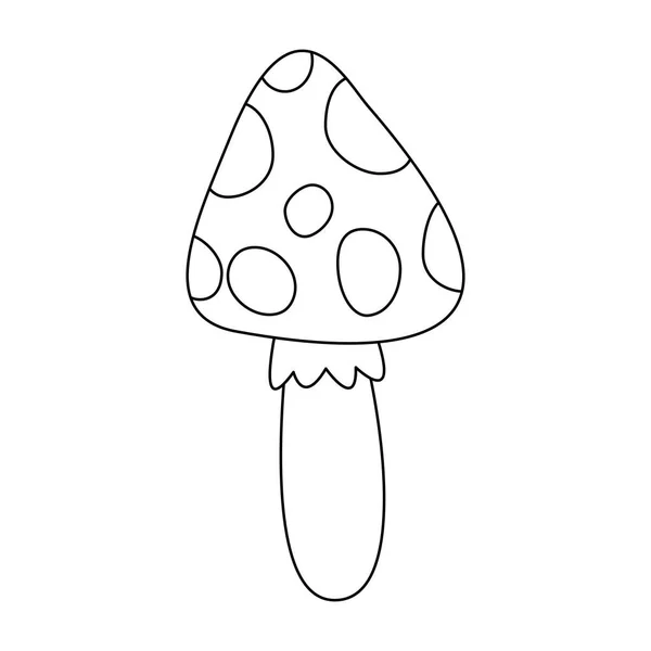 Mushroom Dots Amanita Poisonous Doodle Style Flat Vector Outline Illustration — Stock Vector