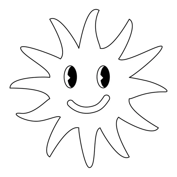 Estilo Retro Sonriente Emoticono Sune Doodle Estilo Plano Vector Esquema — Archivo Imágenes Vectoriales
