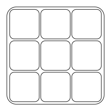 Döndürülmüş kenarları olan mantıksal kombinasyon küp yapboz oyuncağı, karalama stili düz vektör taslağı çocuk kitapları boyama çizimi