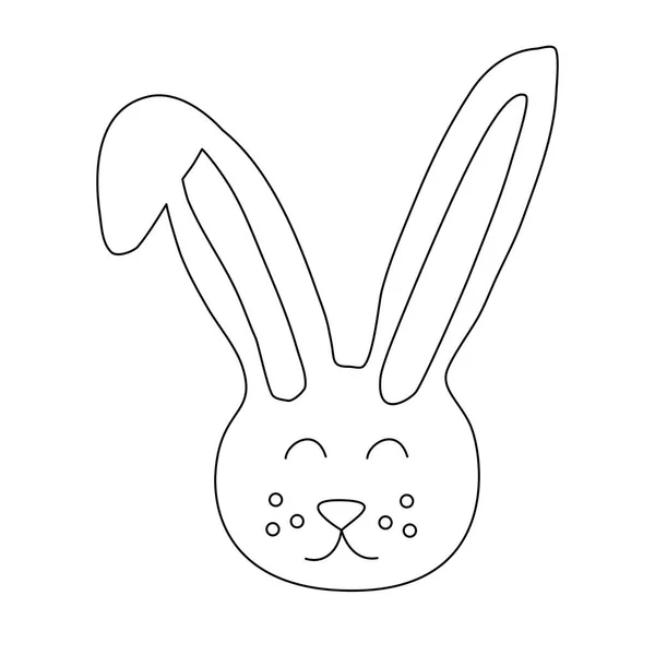 手拉着可爱的兔子 孩子们画着设计兔子 涂鸦风格的平面矢量画图给孩子们画着色书 — 图库矢量图片