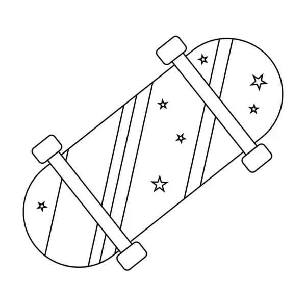 Skateboard Avec Étoiles Illustration Vectorielle Plate Contour Style Doodle Pour — Image vectorielle