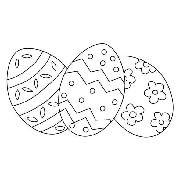 Easter Eggs Doodle Style Flat Vector Outline Illustration Kids Coloring — Stock Vector