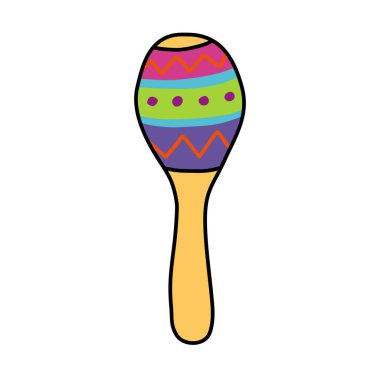 Maracas, rumba karıştırıcı veya shac-shacs müzik enstrümanı düz simge, doodle style illustration