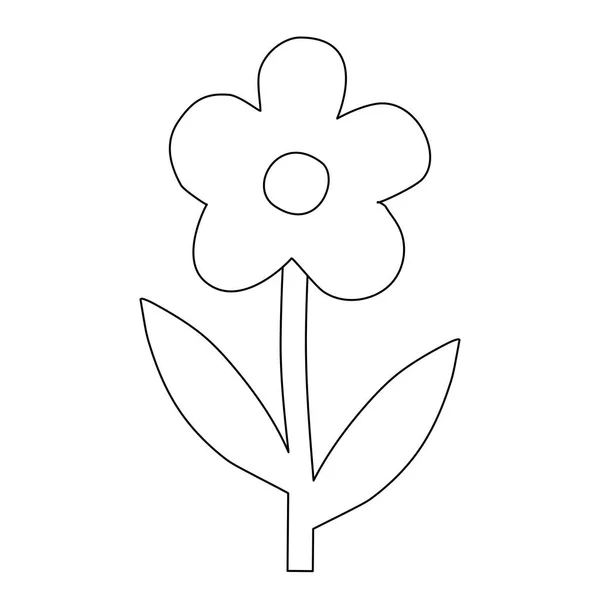 Handgezeichnete Einfache Blume Symbol Doodle Stil Flache Vektor Umriss Illustration — Stockvektor