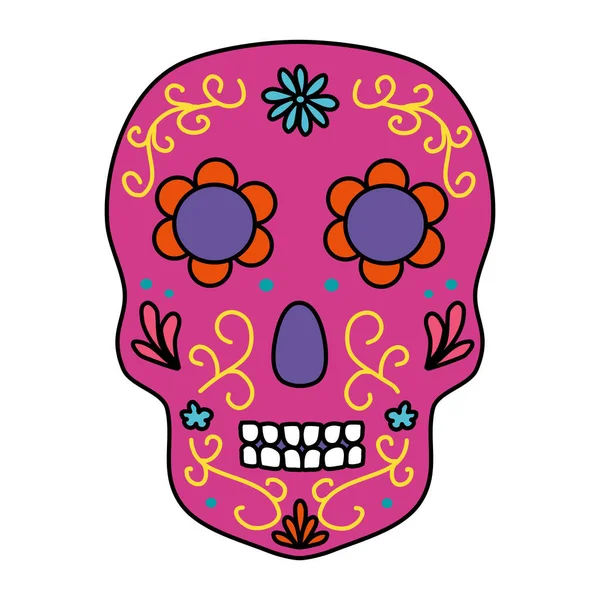 Mexican Sugar Skull Day Dead Dia Los Muertos Doodle Style — Stock Vector