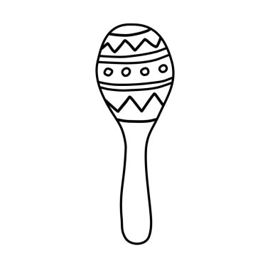 Maracas, rumba karıştırıcı veya shac-shacs müzik enstrümanı düz simge, çizgi çizimi çocuk kitap boyama çizimi