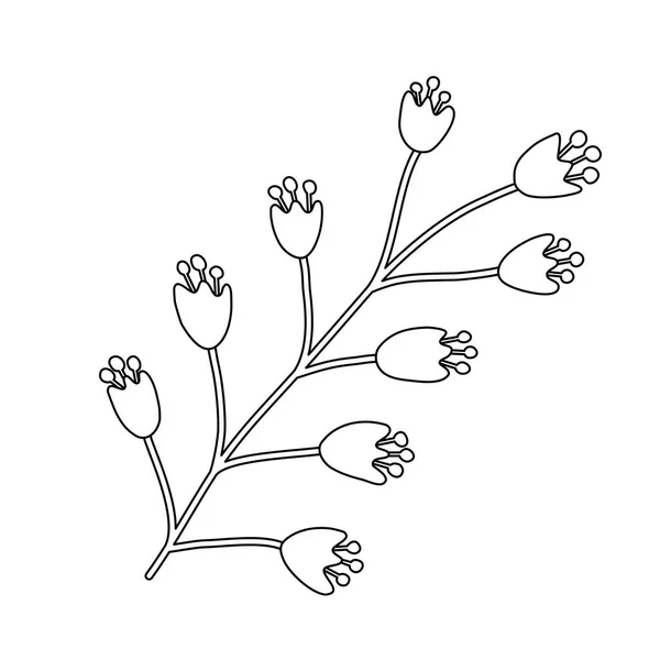 手描きの野生の春の花のアイコン 子供のぬり絵のためのドアスタイルフラットベクトルアウトラインイラスト — ストックベクタ