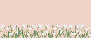 Pembe arka planda kar damlalarıyla kusursuz sınır, vektör illüstrasyonu