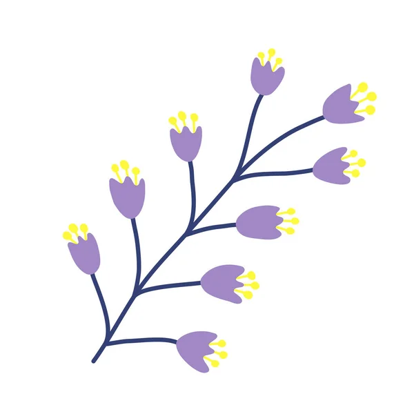 Handgezeichnete Wilde Frühlingsblumen Symbol Doodle Stil Flache Vektor Illustration — Stockvektor