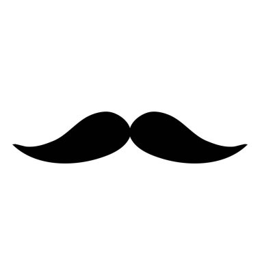 Eski tarz siyah bıyık, berber logosu veya simgesi, karalama stili vektör çizimi