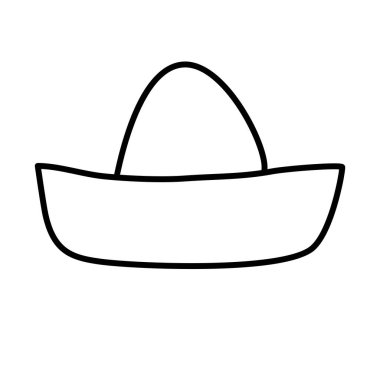 Meksika şapkalı sombrero, karalama stili düz vektör çizimi çocuk kitabı boyama çizimi