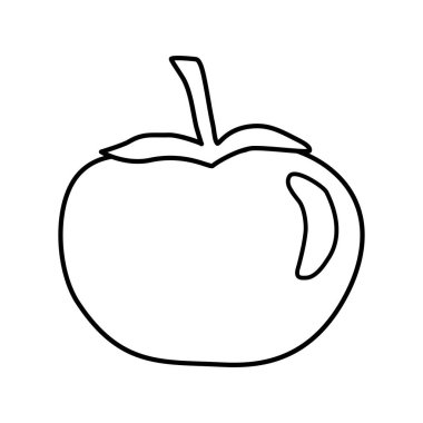 Yapraklı domates, karalama stili düz vektör taslağı çocuk kitapları için resimleme