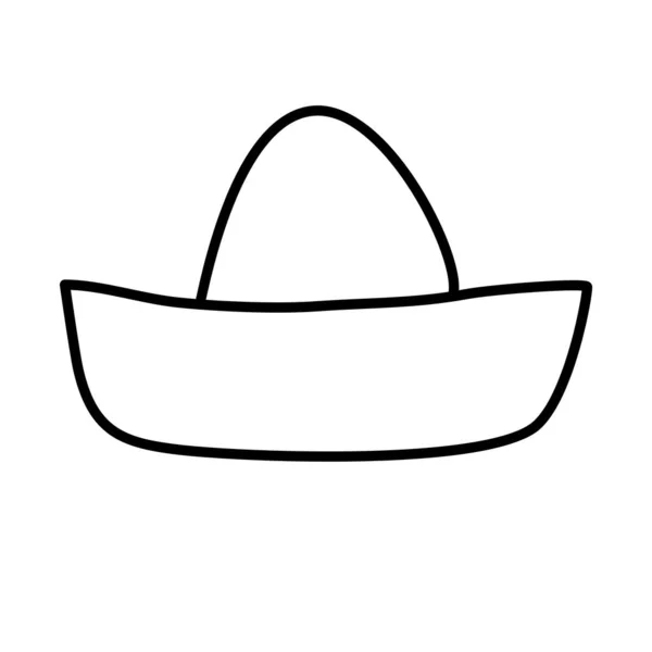 Mexikanischer Hut Sombrero Doodle Stil Flache Vektorumrisse Illustration Für Kinder — Stockvektor