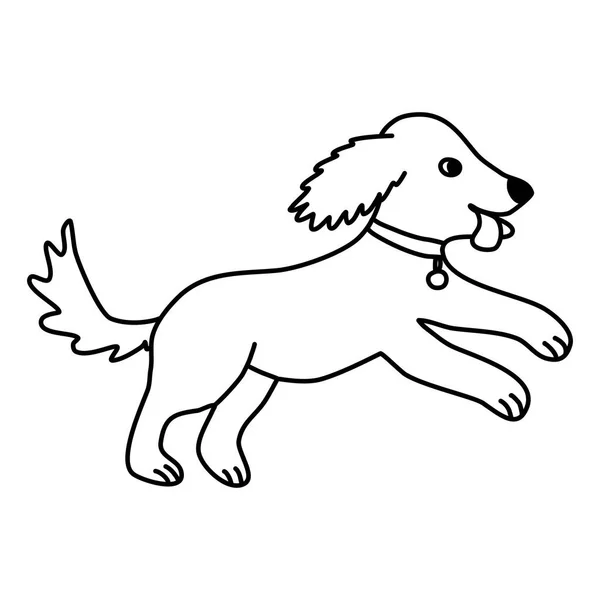 Şirin Koşan Köpek Yavrusu Karalama Stili Düz Vektör Çizimi Çocuk — Stok Vektör