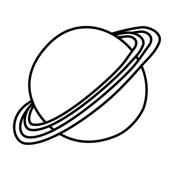带圆环的行星球体 涂鸦式平面矢量轮廓图片说明 供儿童着色书籍参考 — 图库矢量图片