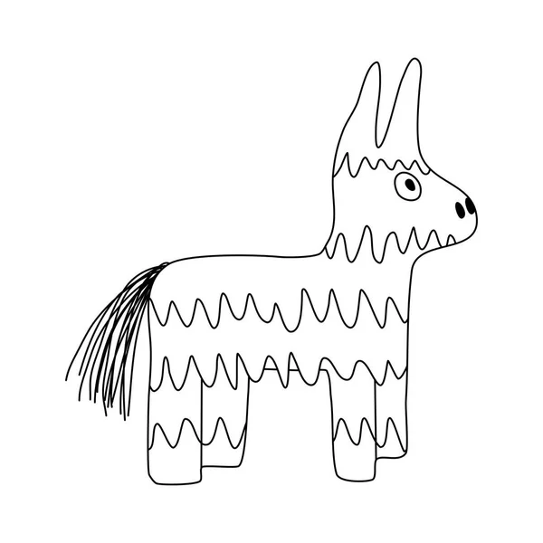 Mexican Pinata Donkey Llama Colorful Toy Treats Child Birthday Party — Stock Vector