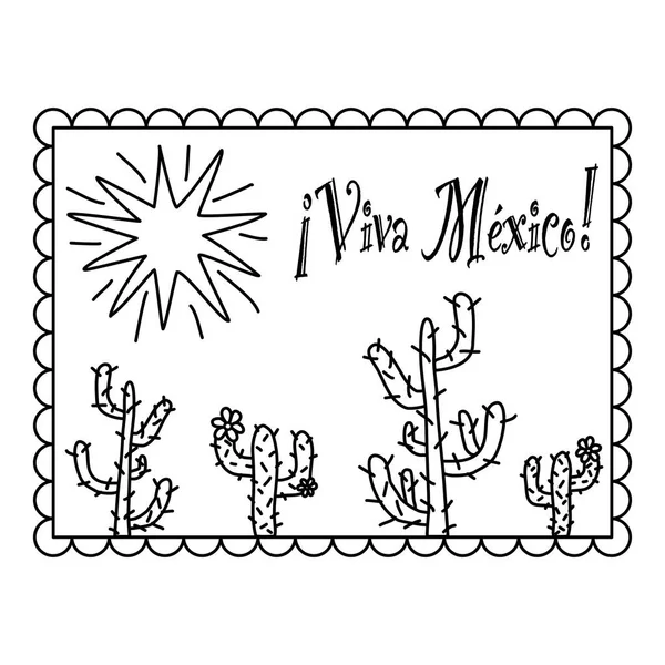 Carte Postale Carte Vœux Avec Cactus Soleil Texte Viva Mexico — Image vectorielle