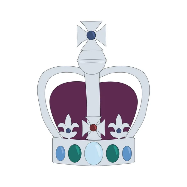 Couronne Royale Avec Gemmes Symbole Monarchie Britannique Illustration Vectorielle — Image vectorielle