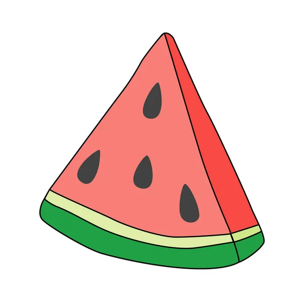 Färsk Mogen Vattenmelon Triangel Bit Vektor Illustration — Stock vektor
