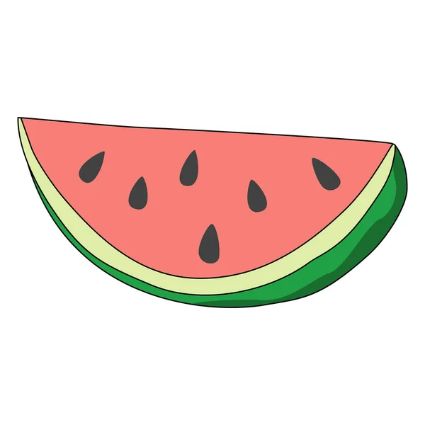 Fresh Ripe Watermelon Slice Flat Vector Illustration — Stock Vector