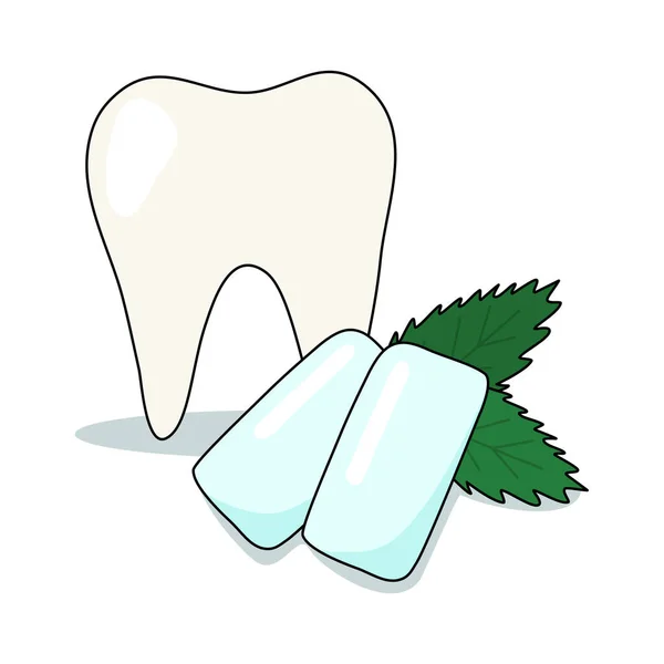 Δόντι Επιθέματα Τσίχλας Μέντας Έννοια Οδοντιατρικής Φροντίδας Διανυσματική Απεικόνιση — Διανυσματικό Αρχείο