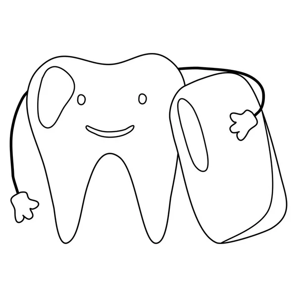 Roztomilý Zubní Znak Mátovou Žvýkačkovou Podložkou Koncepce Zubní Péče Plochý — Stockový vektor