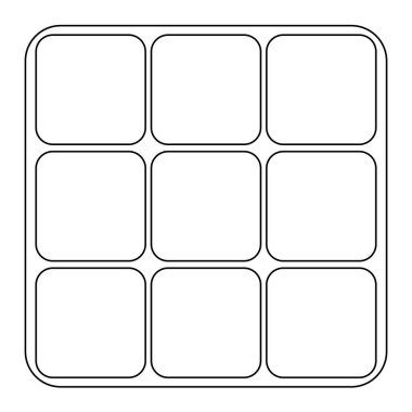 Döndürülmüş kenarları olan mantıksal kombinasyon küp yapboz oyuncağı, karalama stili düz vektör taslağı çocuk kitapları boyama çizimi