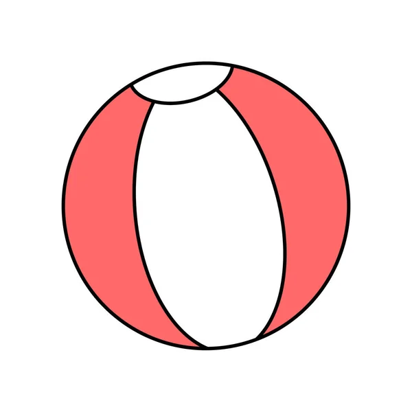 打排球或水球用红白海滩球 涂鸦式矢量图解 — 图库矢量图片