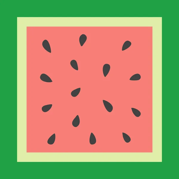 Achtergrond Sjabloon Met Vierkante Rijpe Watermeloen Plak Tegel Voor Patroon — Stockvector