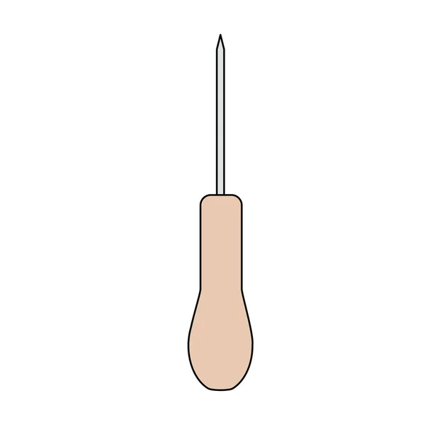 Ahle Oder Schraubenzieher Werkzeug Symbol Doodle Stil Vektorillustration — Stockvektor