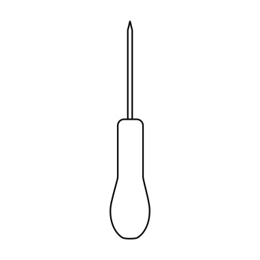 Awl veya tornavida aracı simgesi, karalama tarzı düz vektör taslağı çocuk kitaplarını boyamak için resimleme